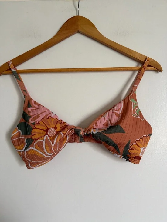Roxy Love the Surf Toasted Nut Bloom Boogie Bikini Top size Medium EUC - Picture 4 of 7